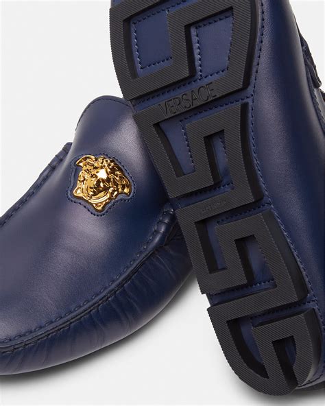 mocassin homme rouge versace|Versace black label slippers.